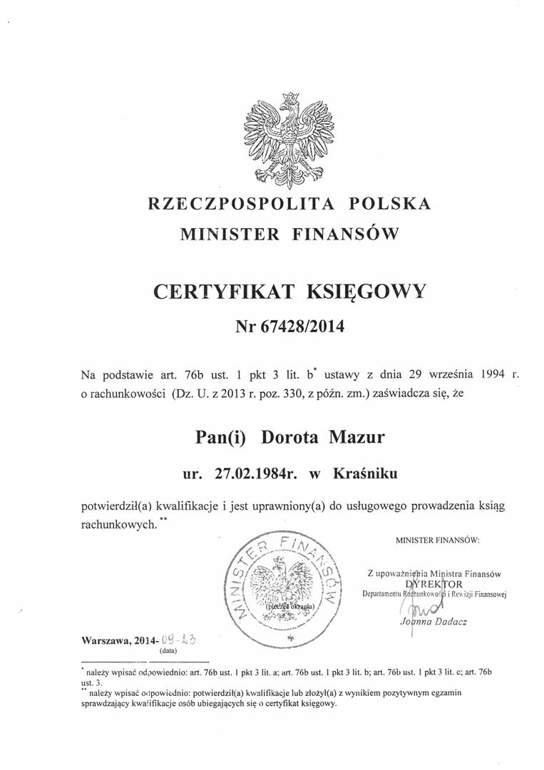 Certyfikaty i szkolenia